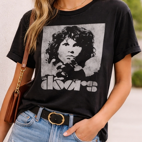 The Doors Band Tee Size Medium Graphic Rock T Shirt Vintage Style - Picture 2 of 7